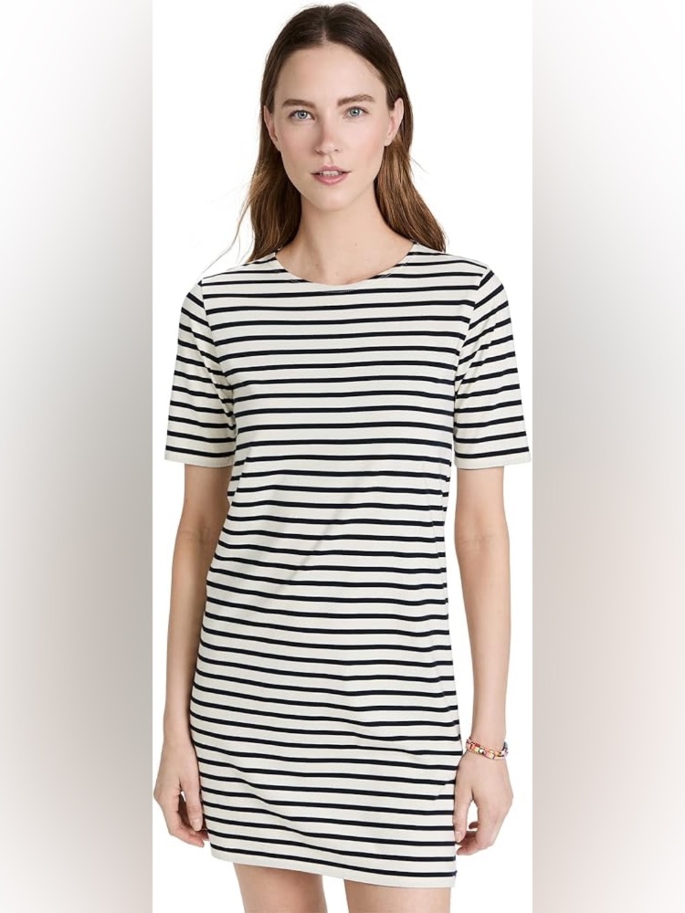 KULE The Tee dress in Navy and Cream Striped, size S